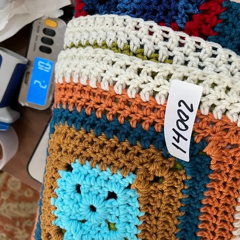 Handmade Crochet Granny Square Blanket 52 x 65
